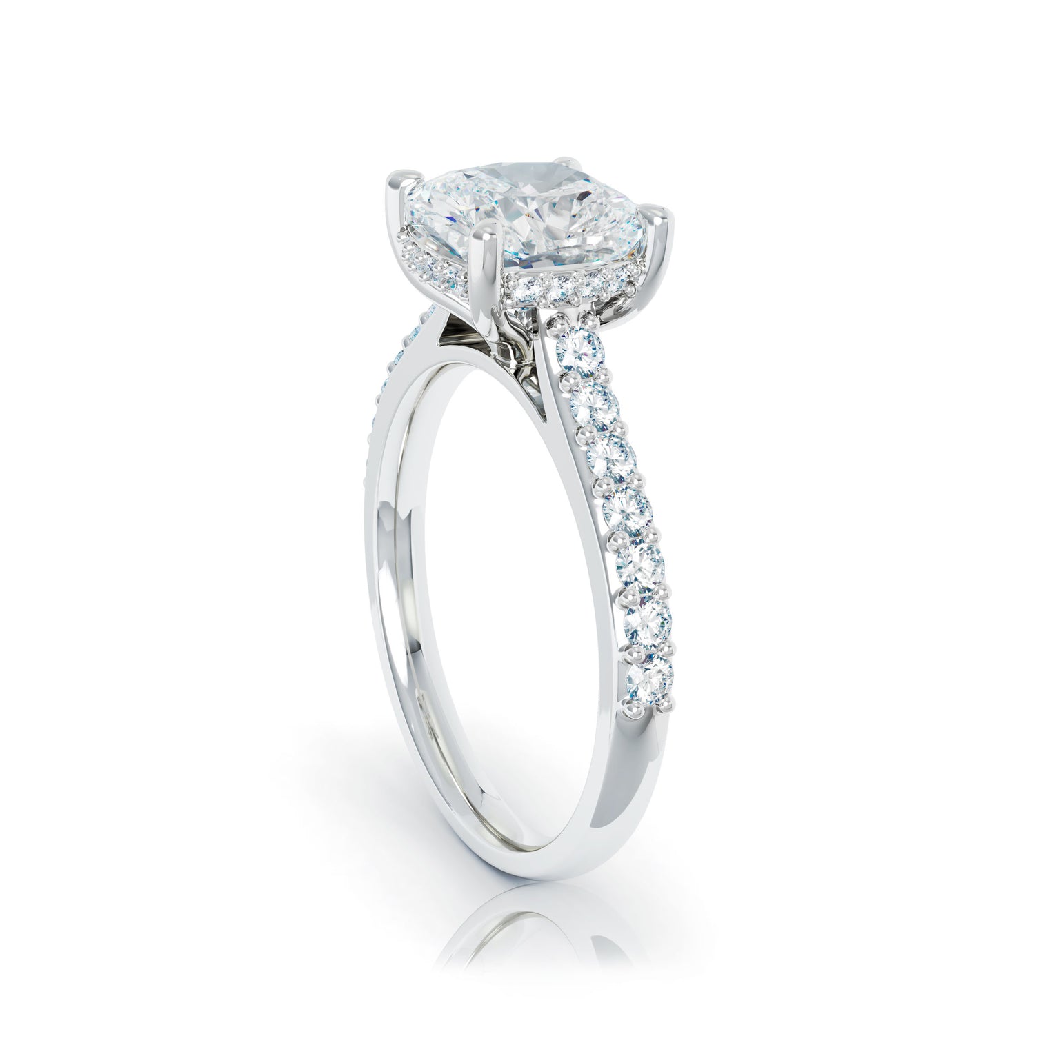 The Studio Collection Cushion Cut Center Diamond with Diamond Gallery and Shank Engagement Ring